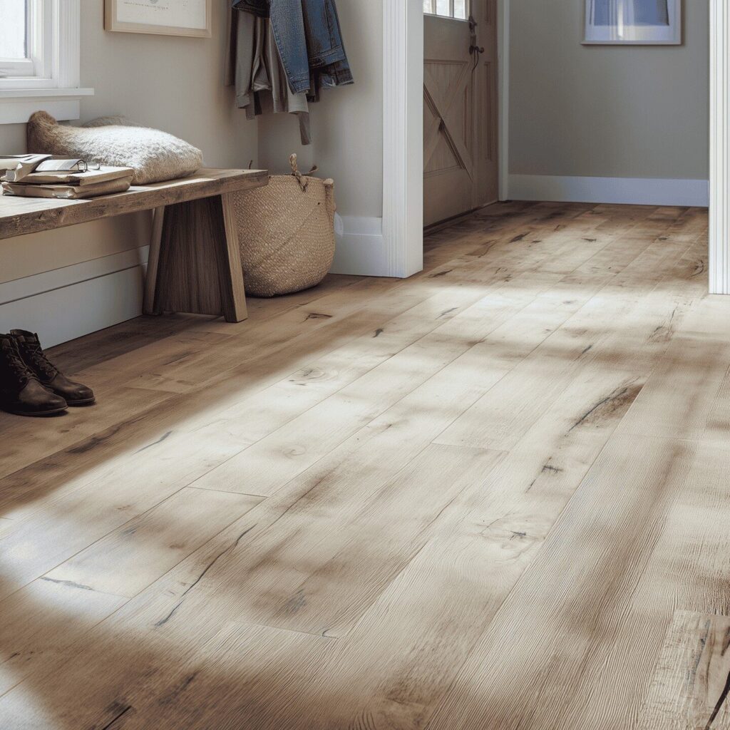 Farmhouse hallway with gorgeous luxury vinyl floors