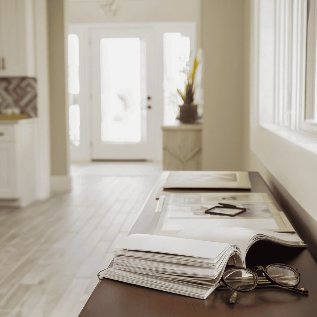 Beautiful entryway with light wood flooring