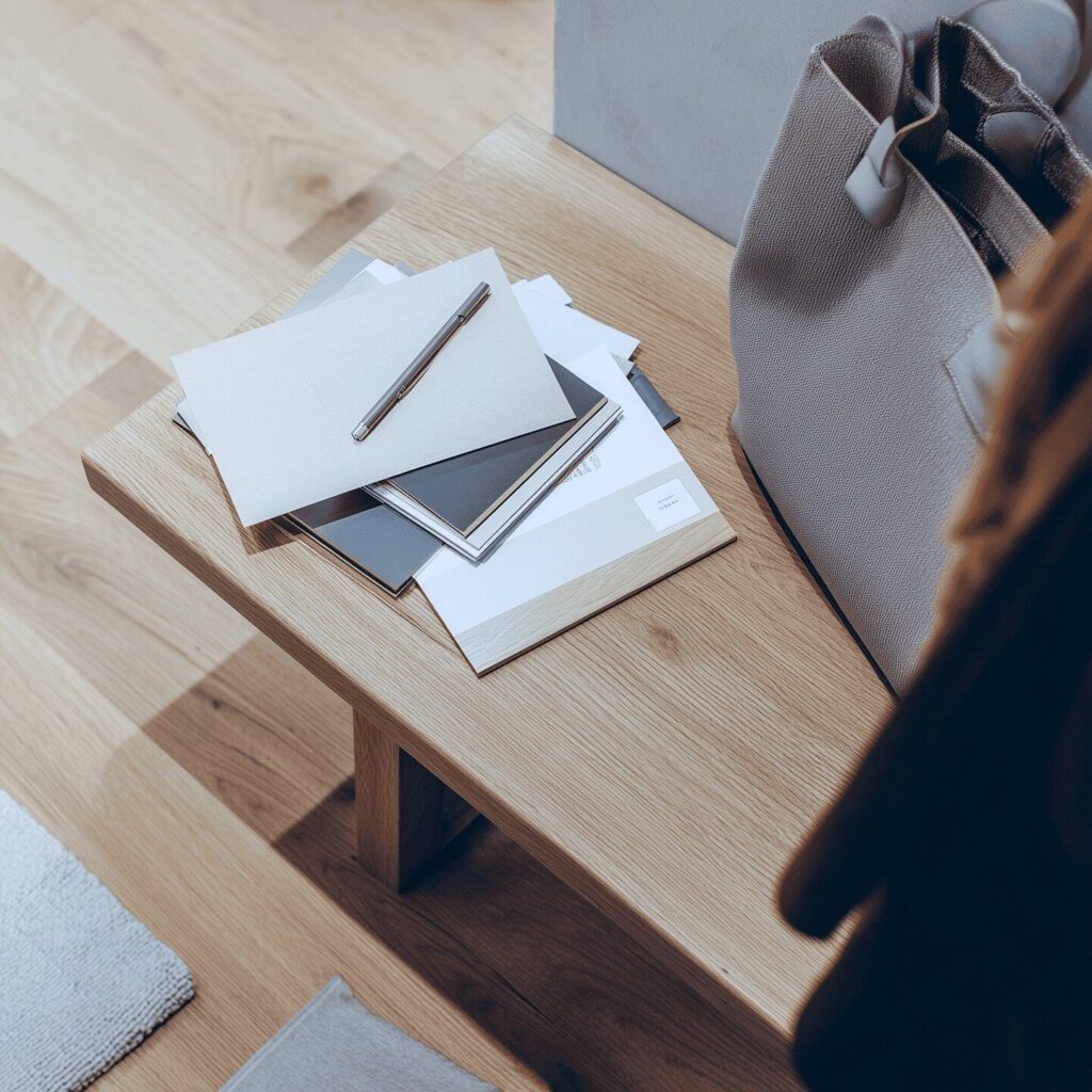 flooring samples and design plans