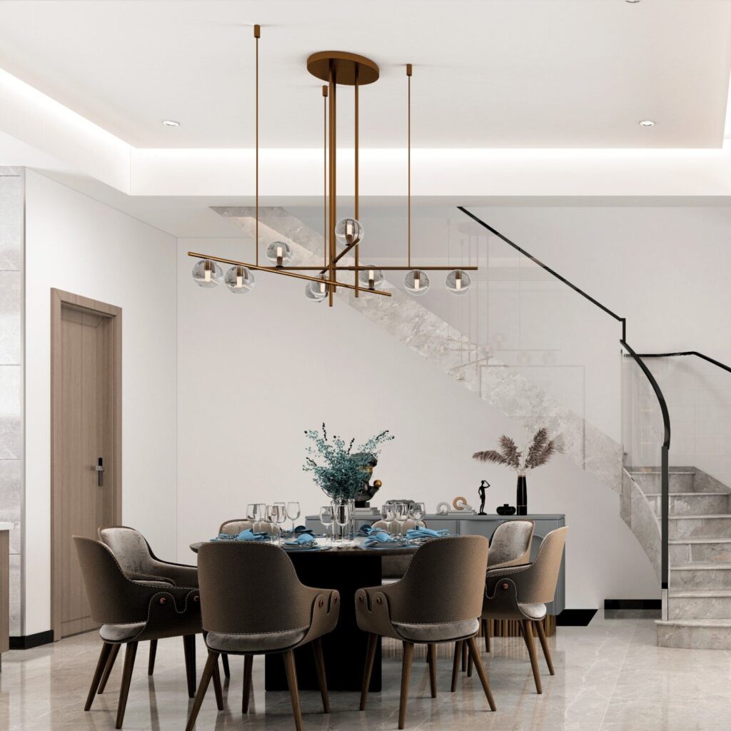 Shinny tile in open space kitchen