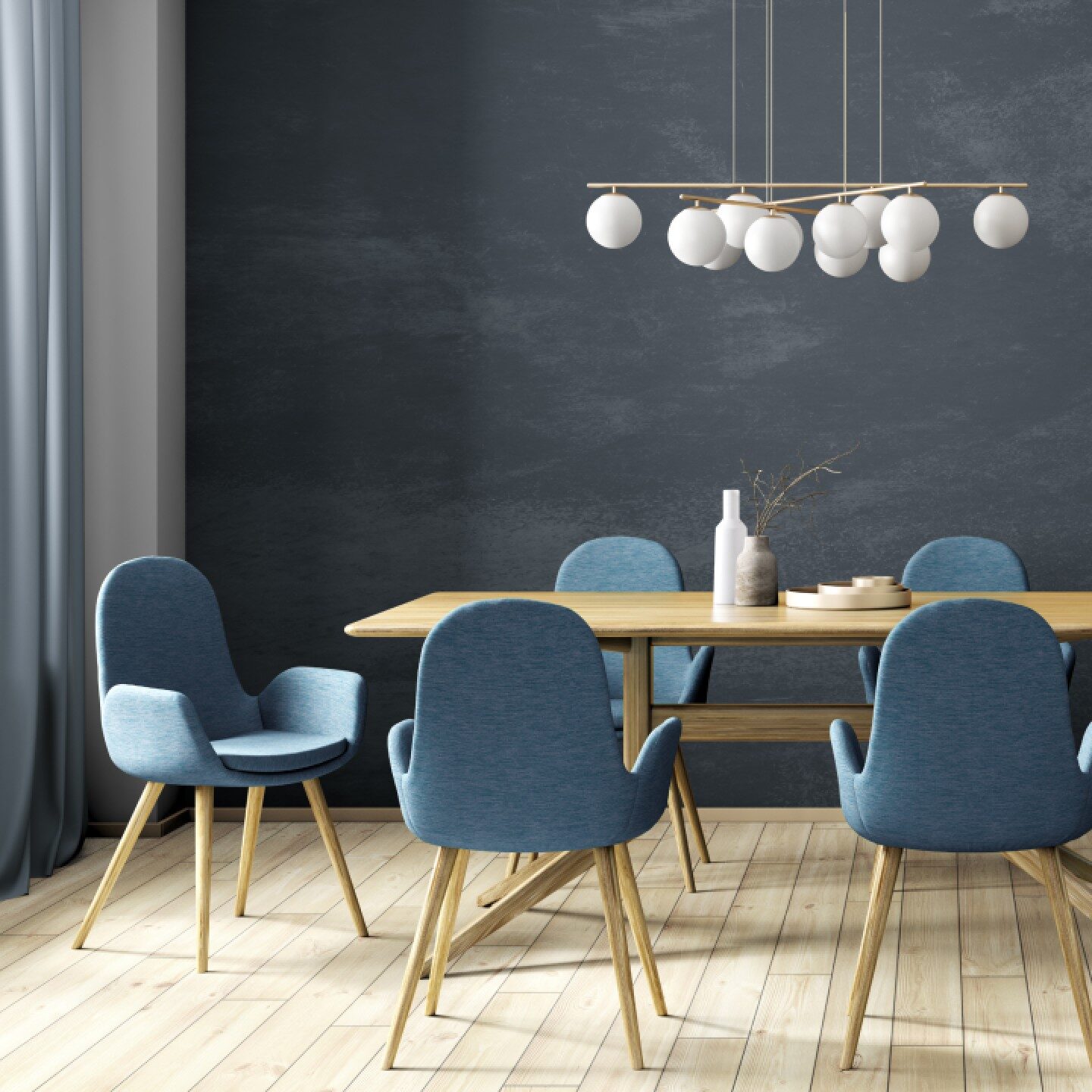 Laminate floors in bright dinning room