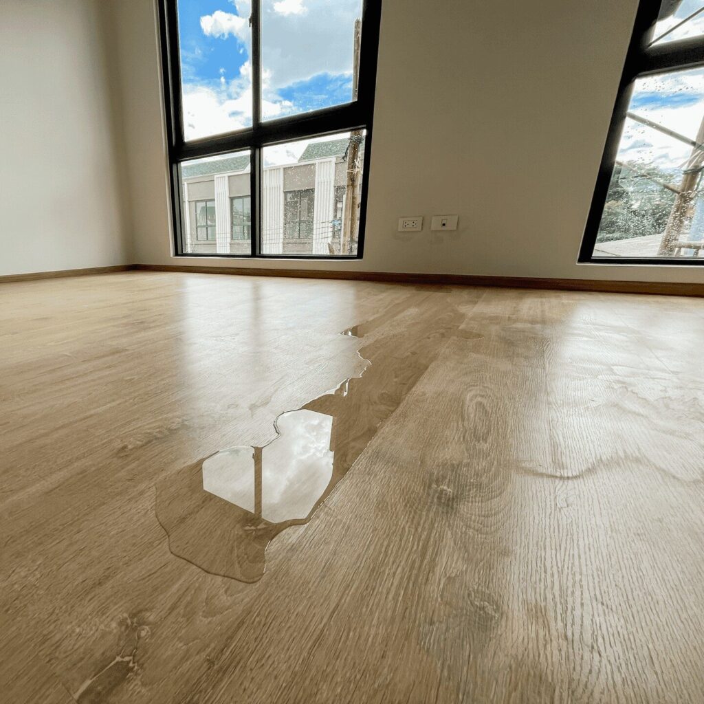 Water pilled on laminate floors
